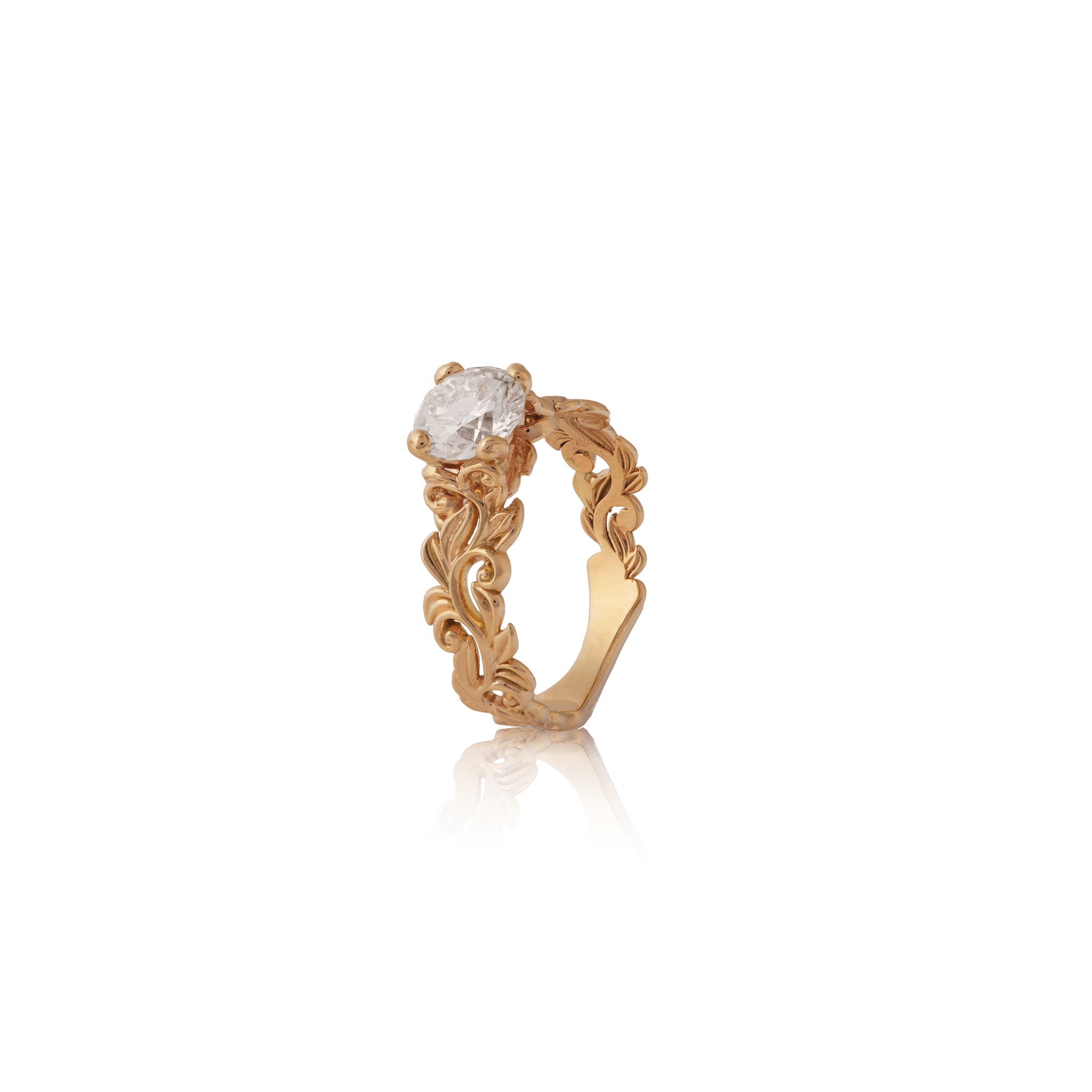 Living Heirloom Solitaire Lab Grown Diamond Engagement Ring in Gold