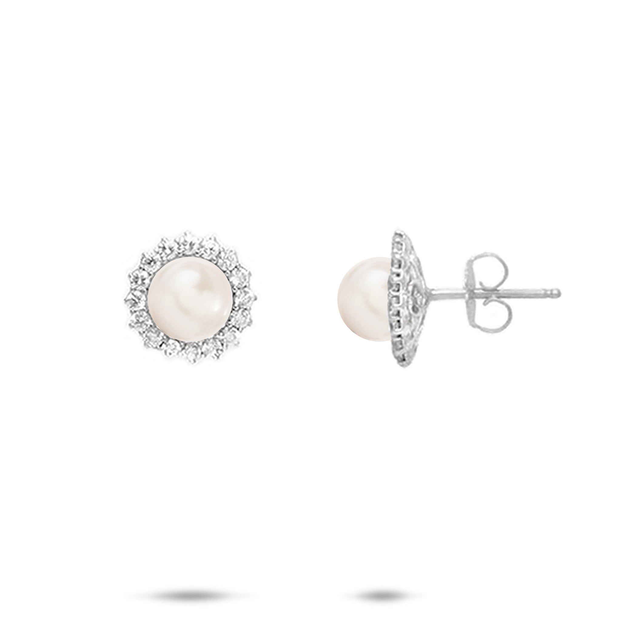 Pick A Pearl Halo Earrings in Sterling Silver - 12mm