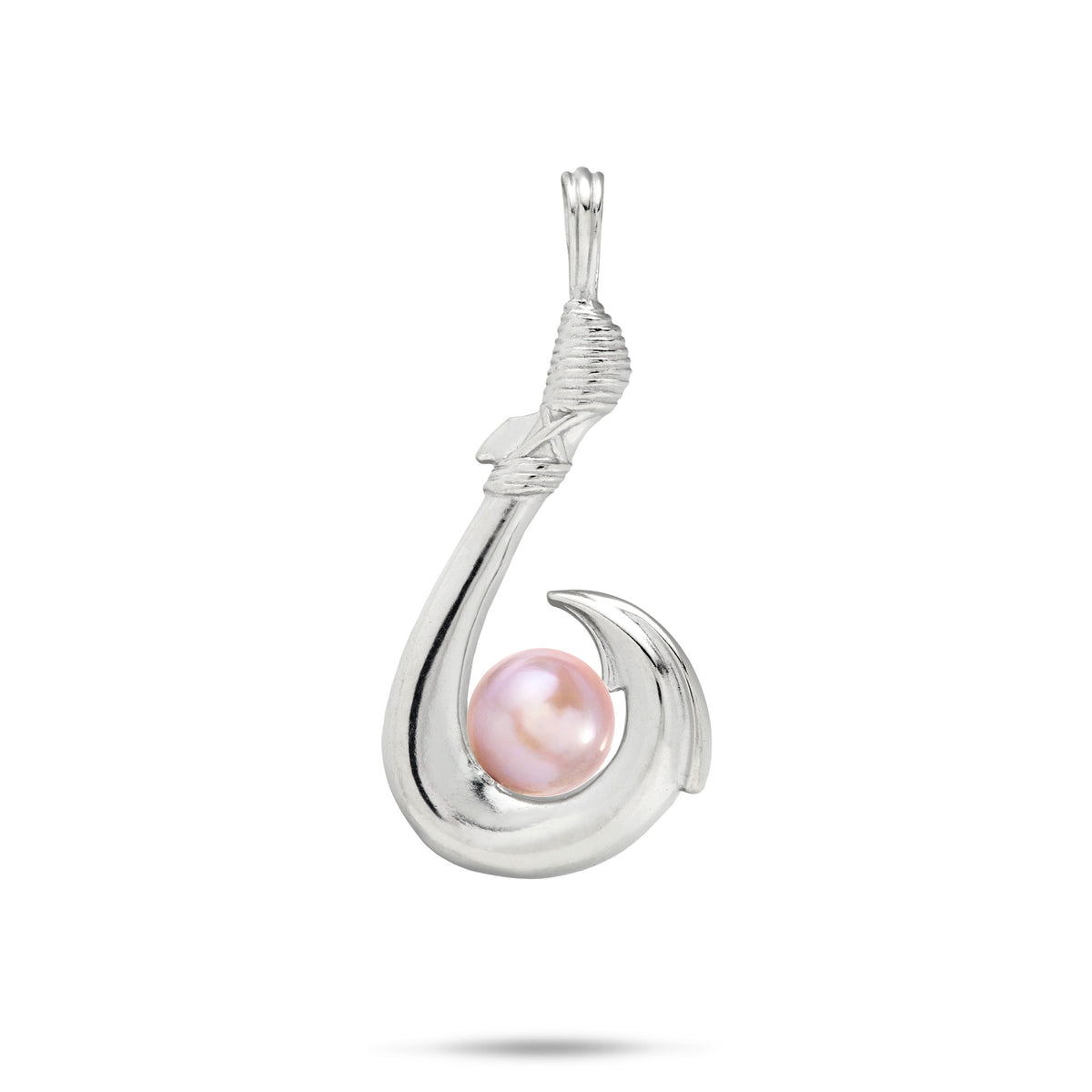 Pick A Pearl Fish Hook Pendant in Sterling Silver
