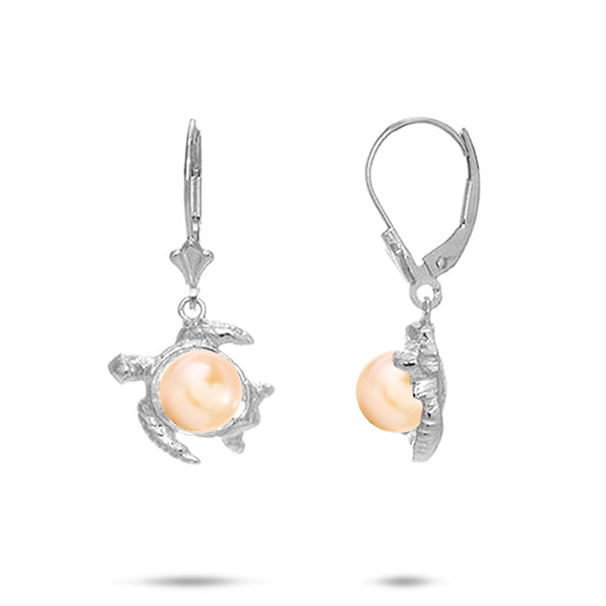 Pick A Pearl Honu Earrings in Sterling Silver - 13mm