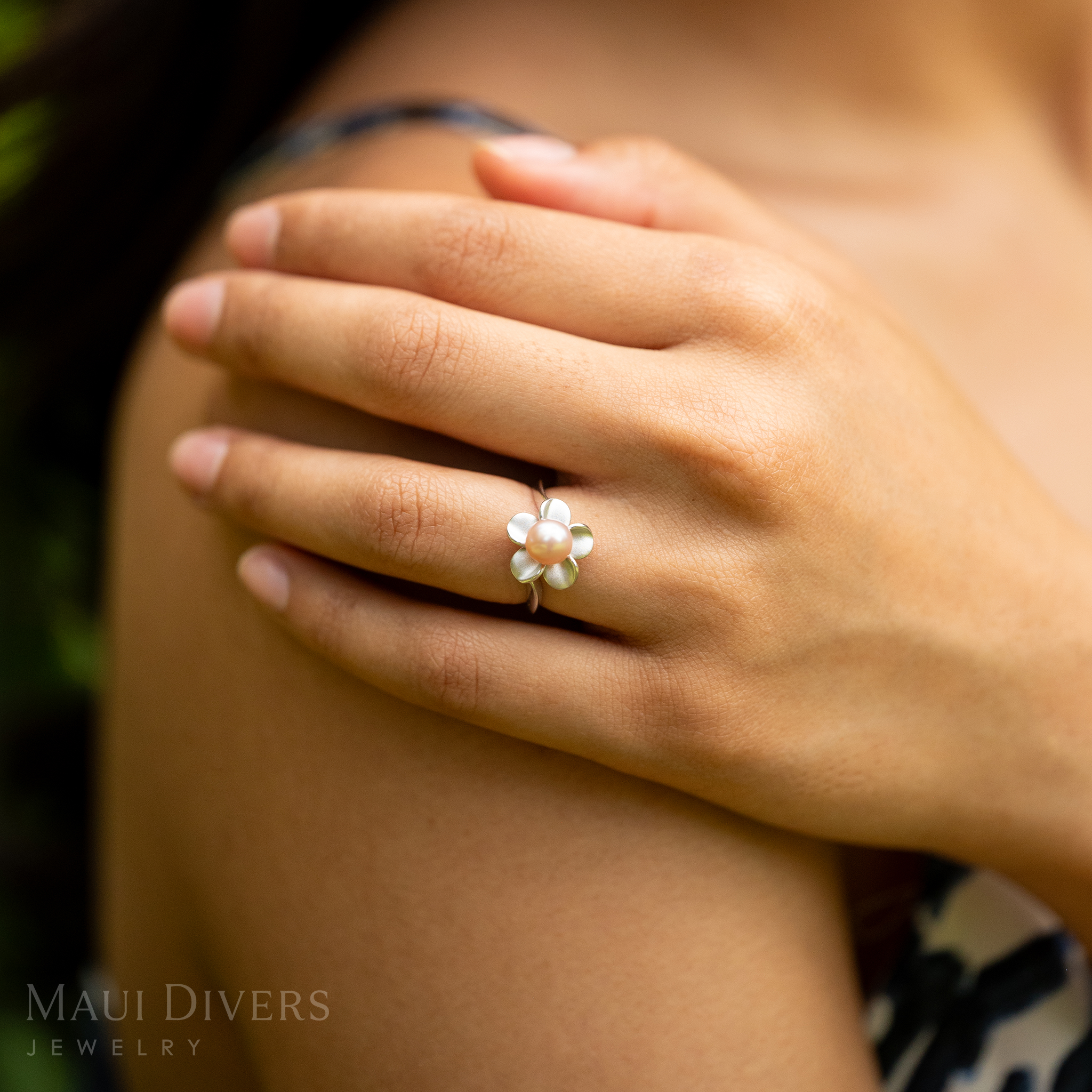 Pick A Pearl Plumeria Ring in Sterling Silver - 13mm