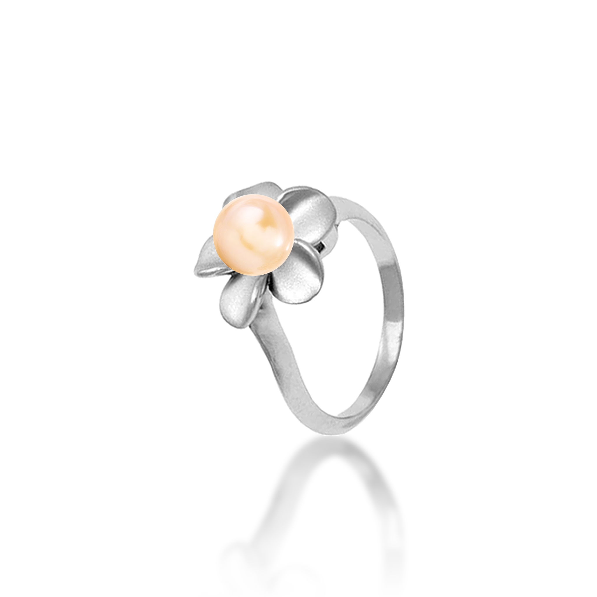 Pick A Pearl Plumeria Ring in Sterling Silver - 13mm