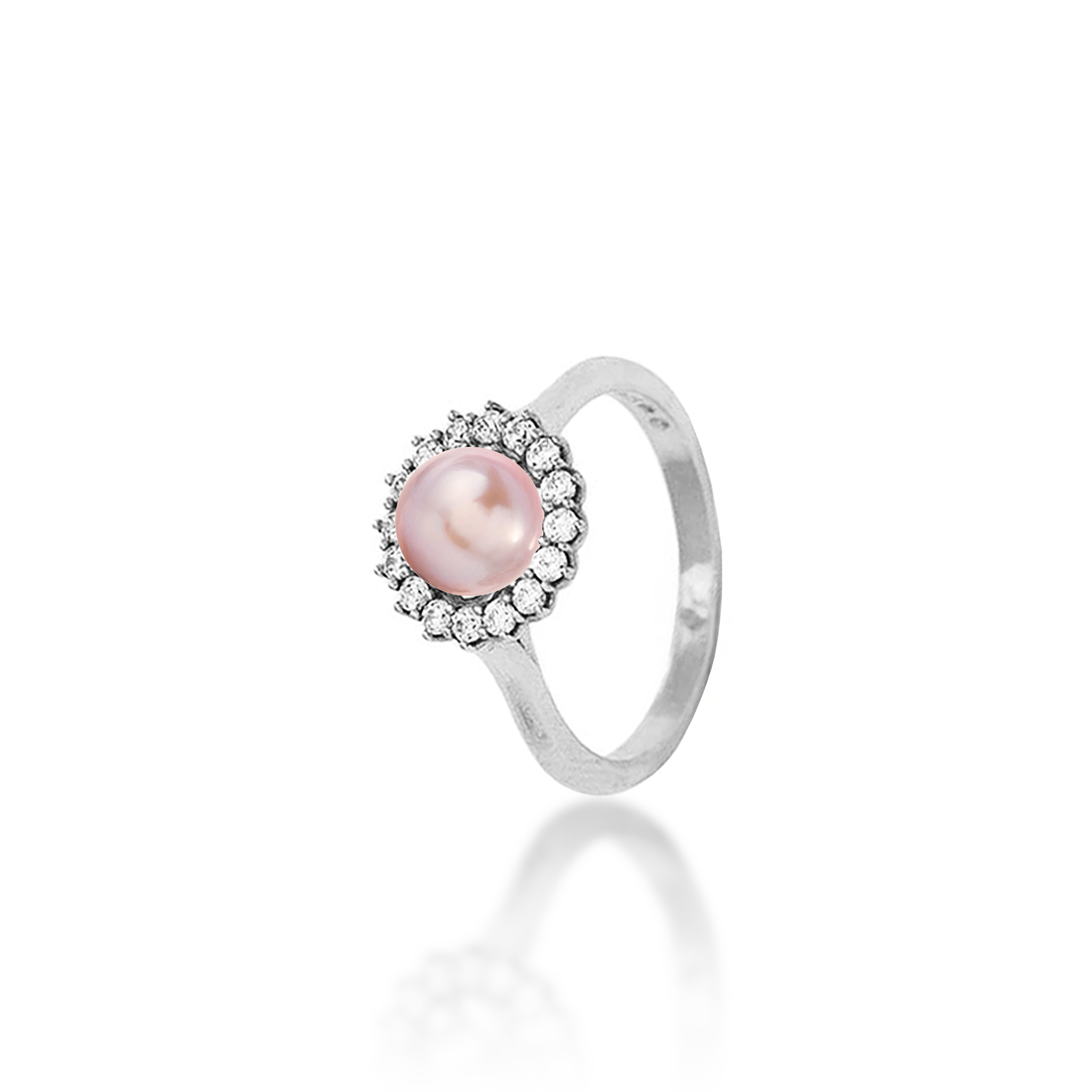 Pick A Pearl Halo Ring in Sterling Silver with Cubic Zirconia