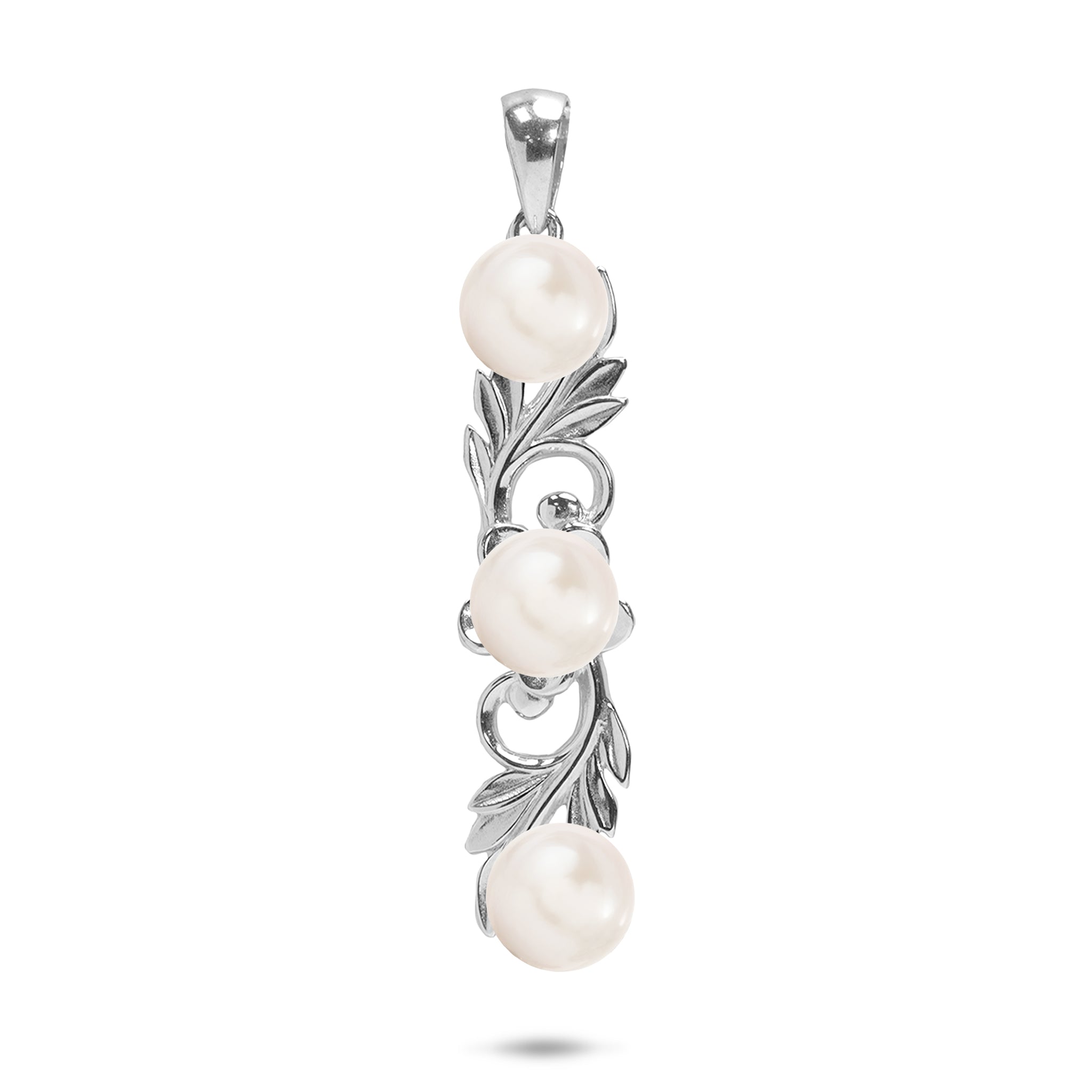 Pick A Pearl Hawaiian Heirloom Plumeria Pendant in Sterling Silver - 33mm