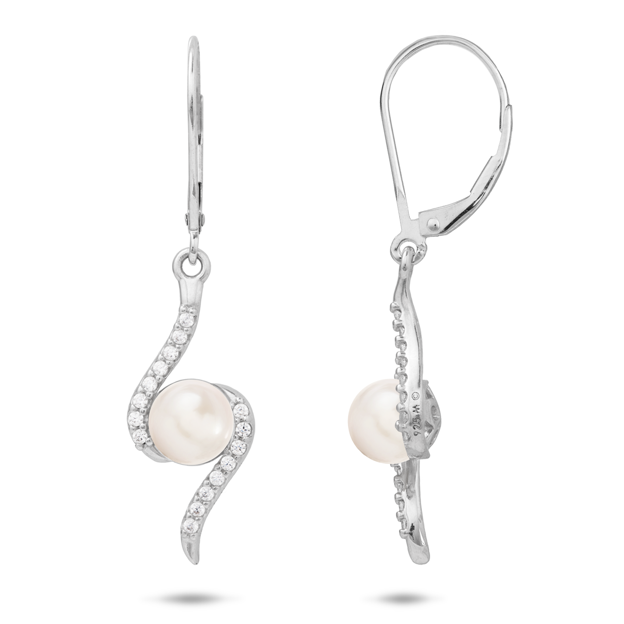 Pick A Pearl Earrings in Sterling Silver with Cubic Zirconia