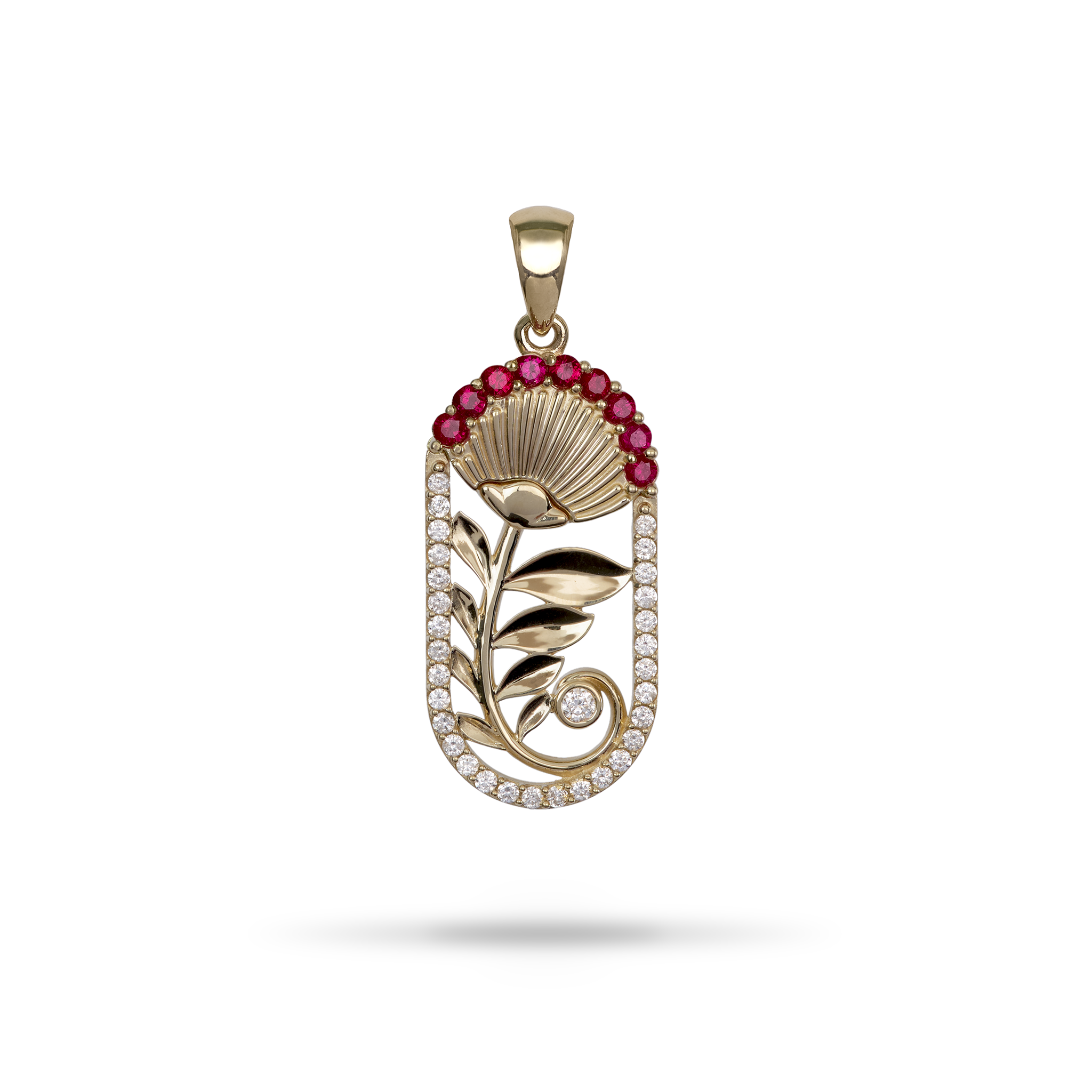Ohia Lehua Ruby Pendant en or avec des diamants