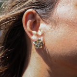 Boucles d'oreilles plumeria en or avec diamants - 18 mm