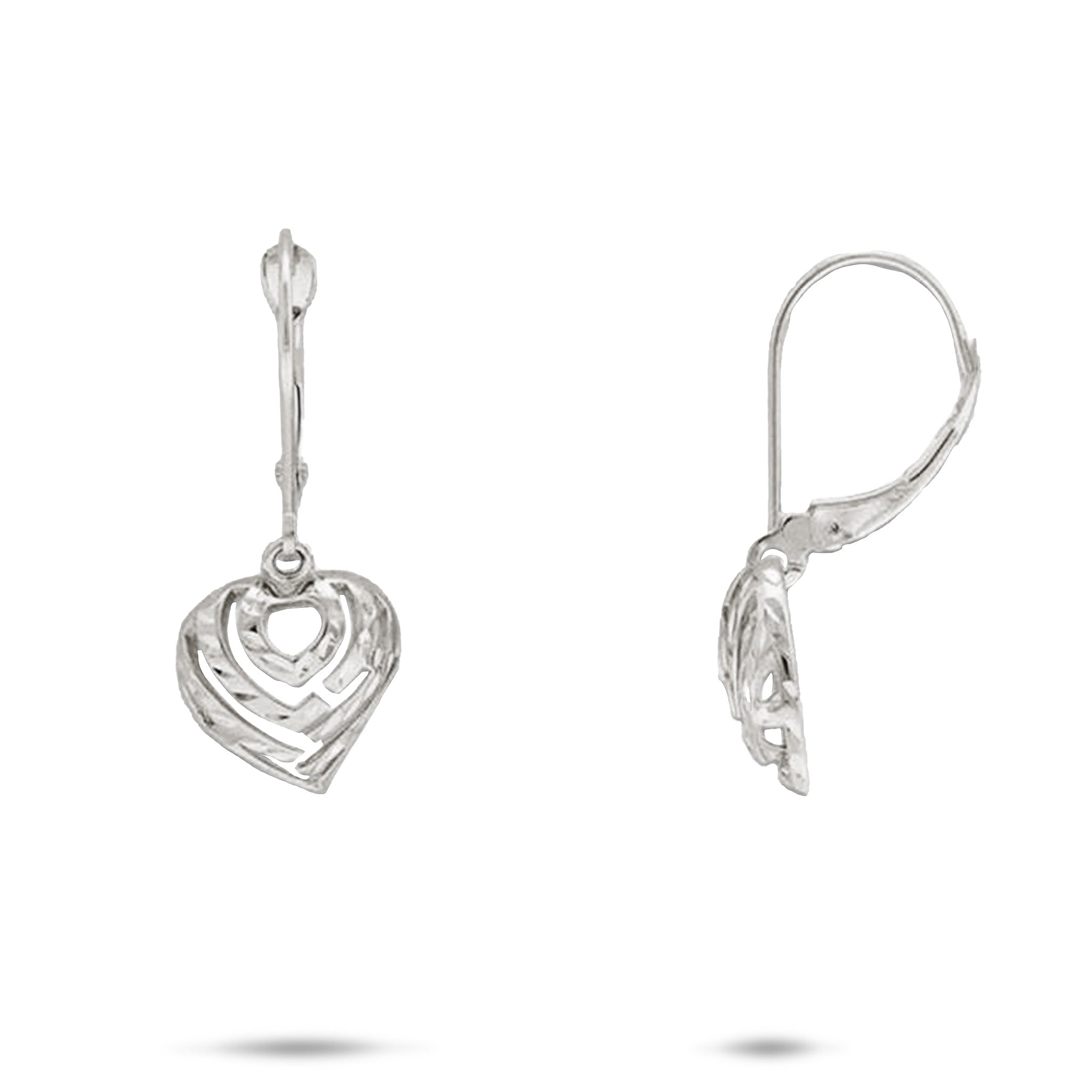 Aloha Heart Earrings in White Gold - 11mm