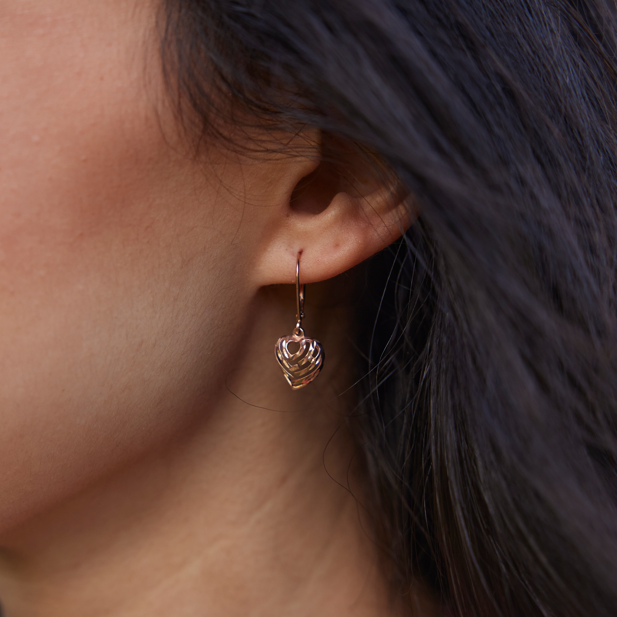Boucles d'oreilles de coeur Aloha en or rose - 11 mm