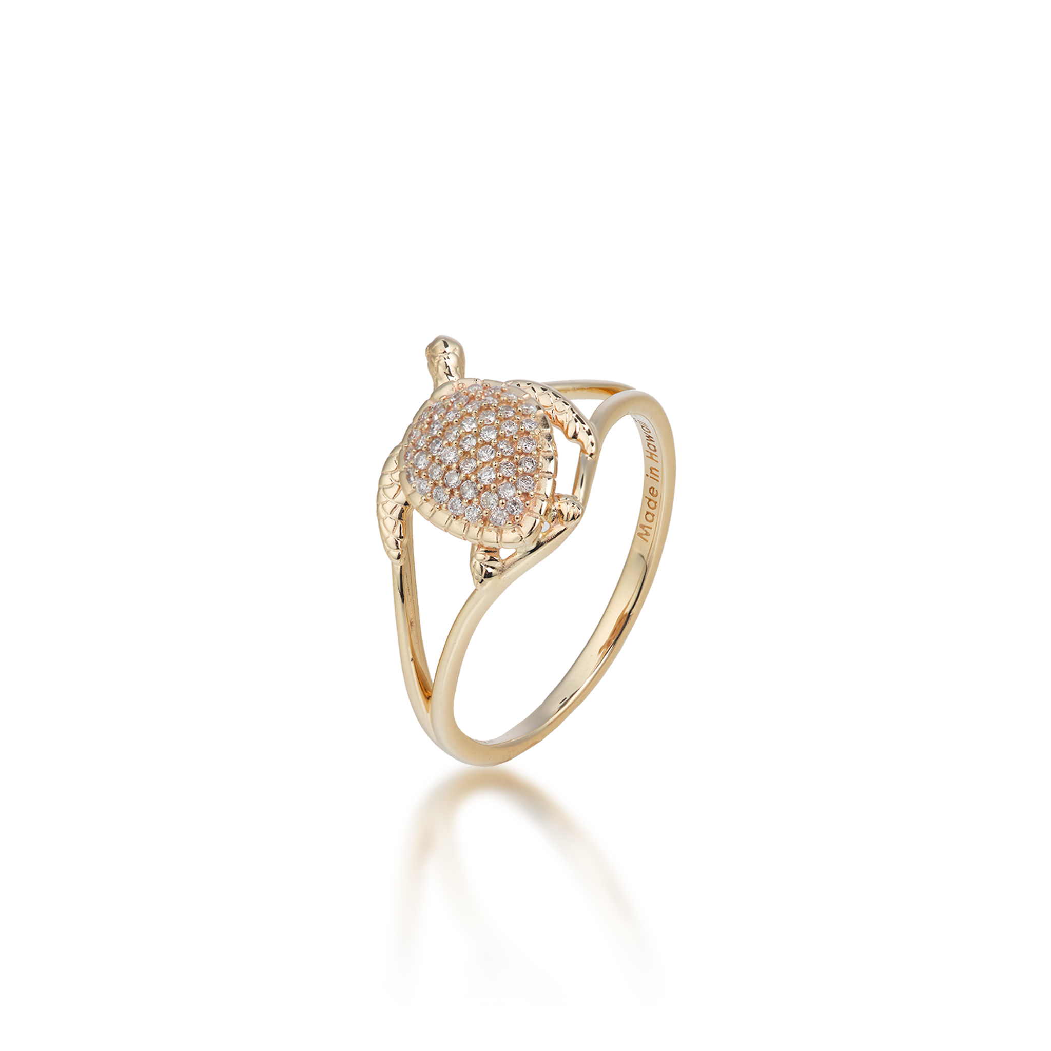 Honu Ring in Gold with Diamonds - 13mm