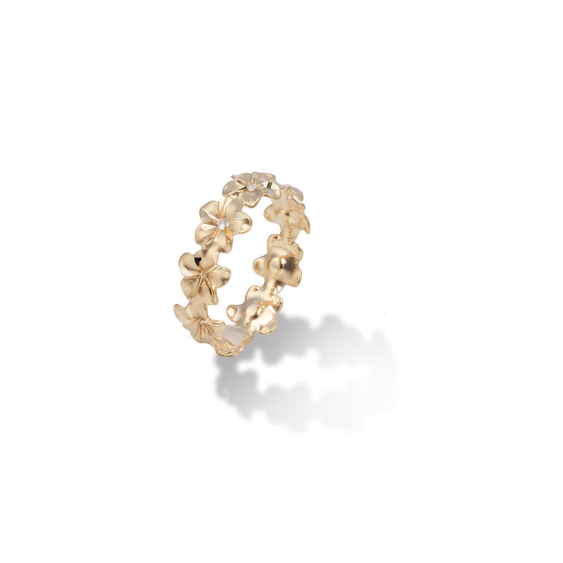 Plumeria Ewigkeitsring in Gold mit Diamanten – 6 mm