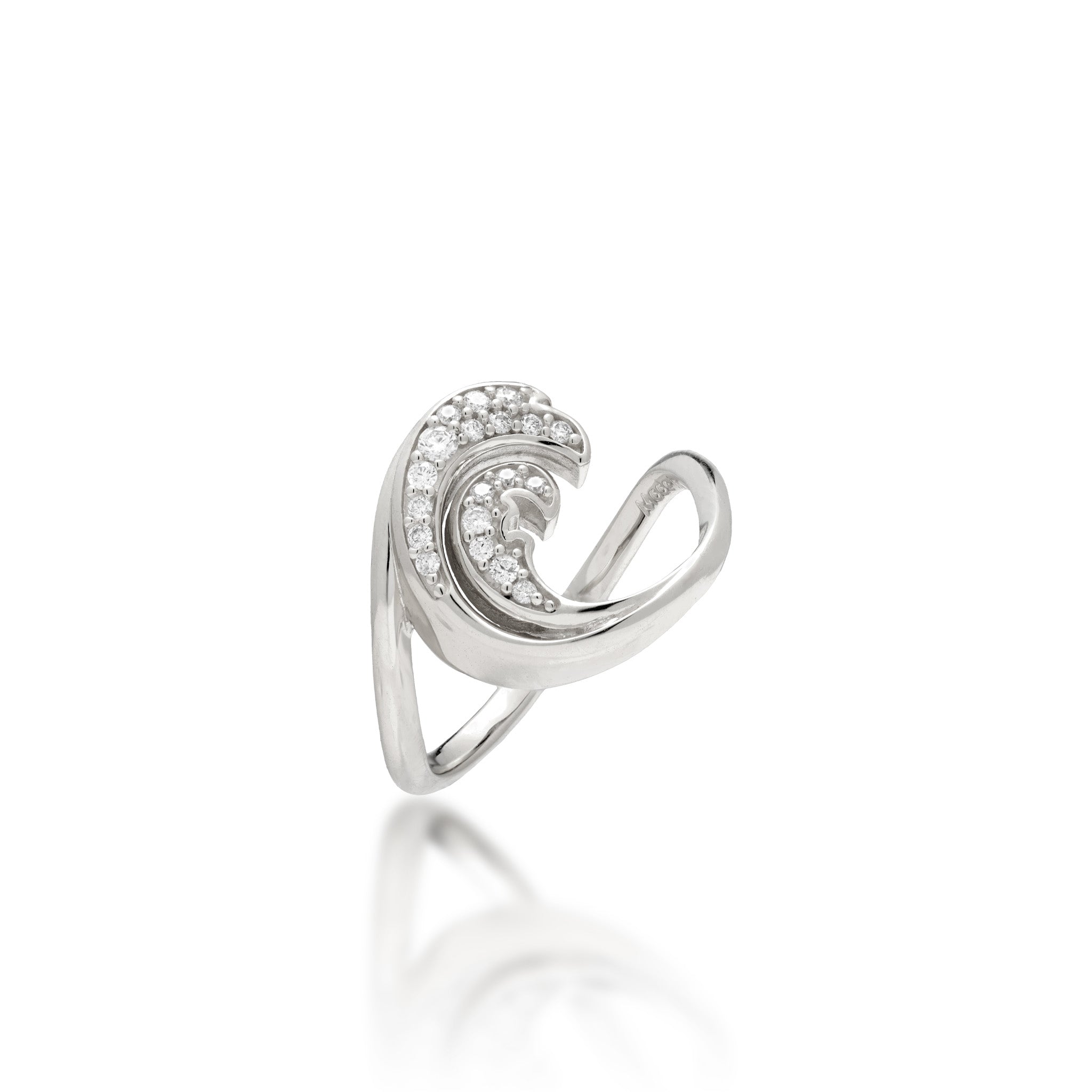 Nalu (Wave) Ring in White Gold with Diamonds
