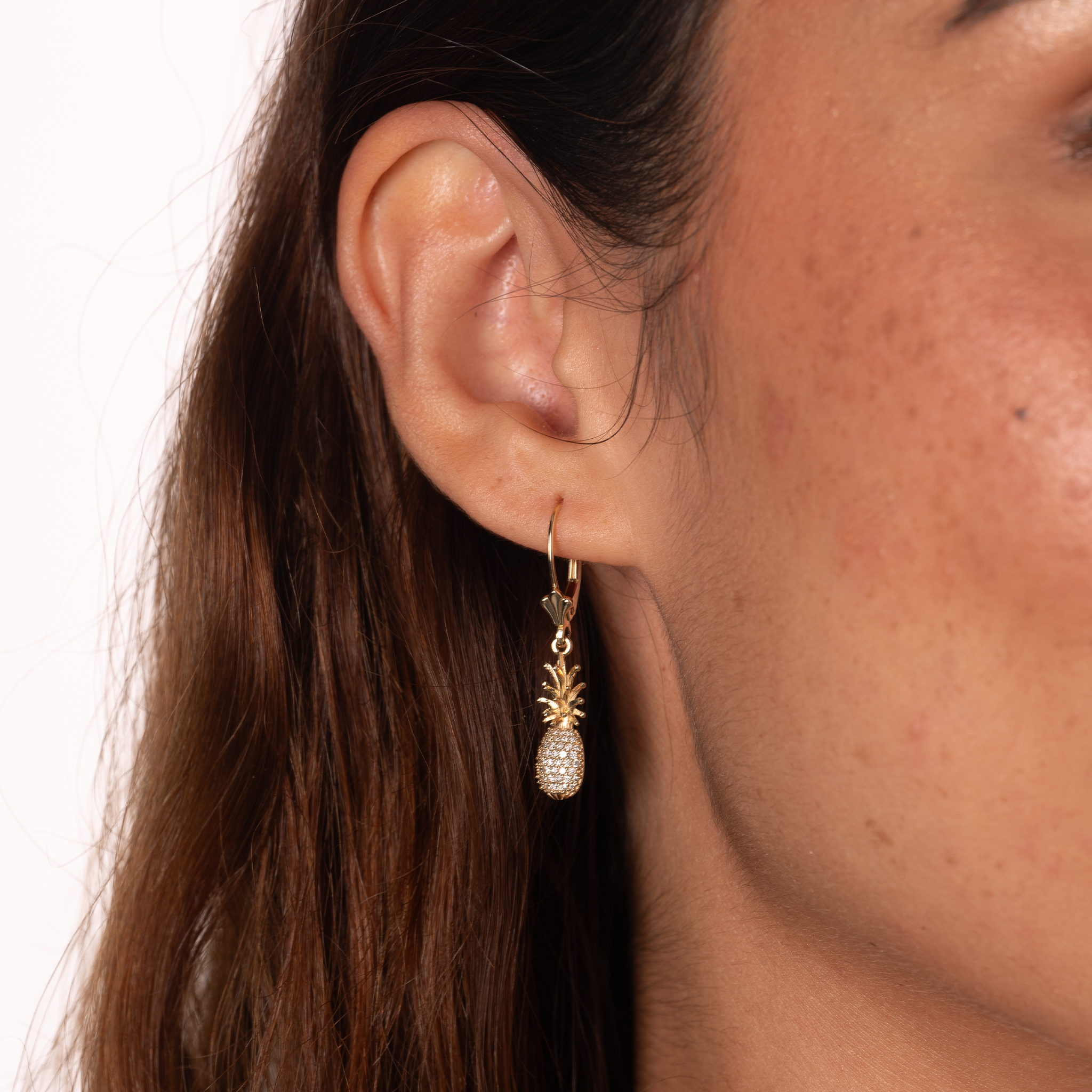 Pineapple Earrings in Gold with Diamonds