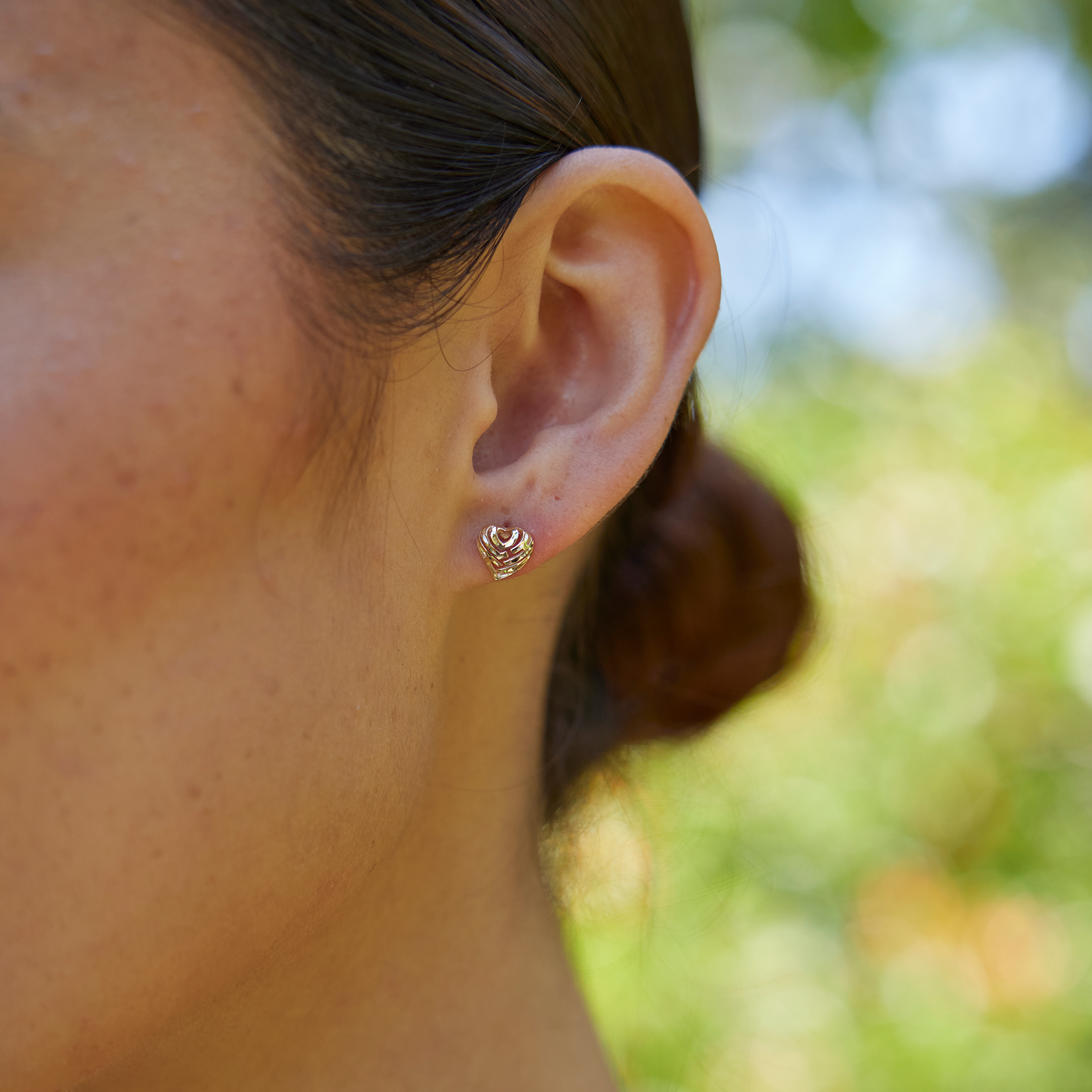 Boucles d'oreilles à coeur aloha en or - 7 mm