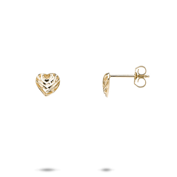 Aloha Heart Stud Earrings in Gold - 7mm
