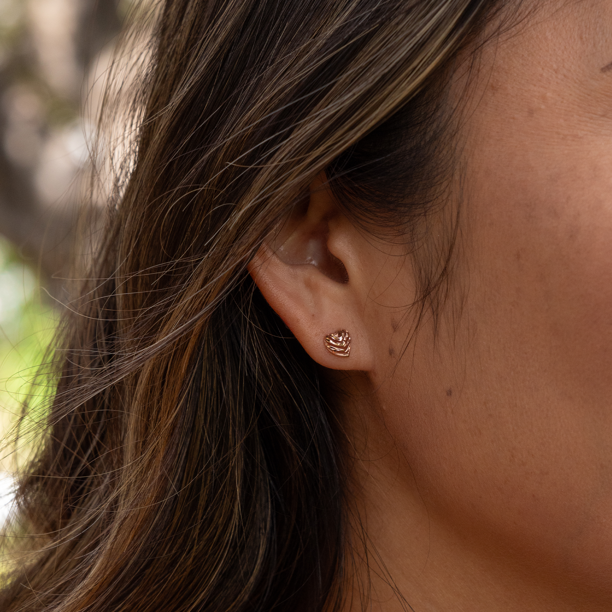 Aloha Heart Earrings in Rose Gold - 7mm