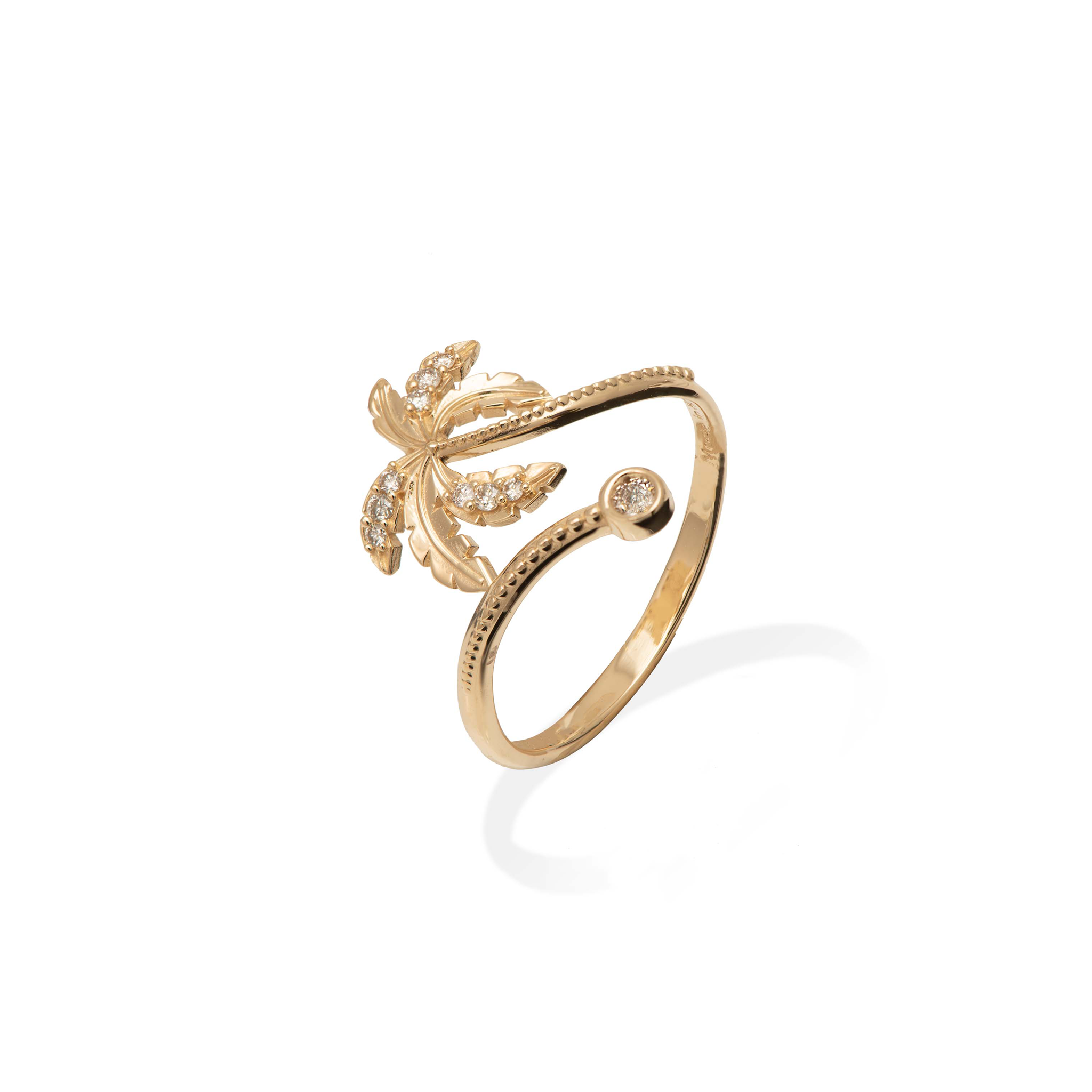 Paradise Palms - Palm Tree Ring in Gold with Diamonds - 18mm