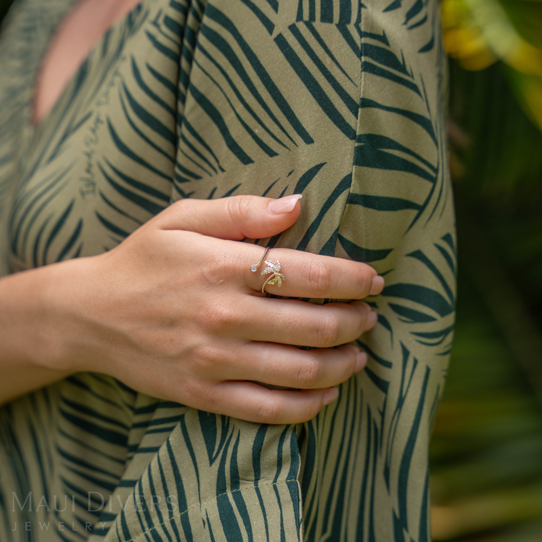 Paradise Palms - Palm Tree Ring in Gold with Diamonds - 18mm