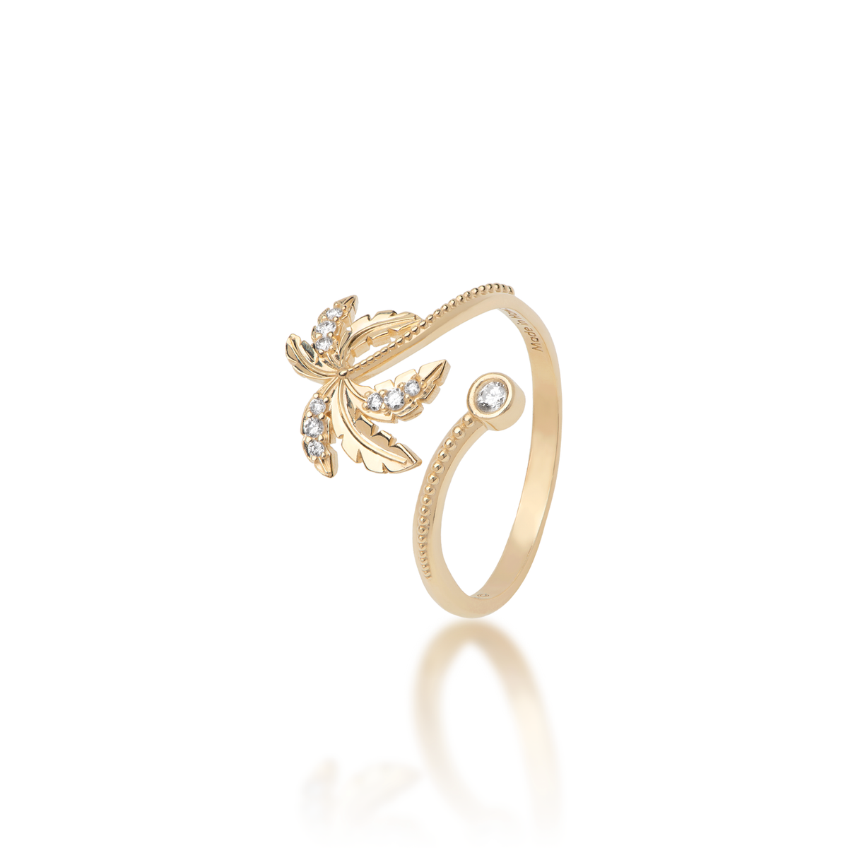 Paradise Palms Palm Tree Bypass Ring in Gold with Diamonds