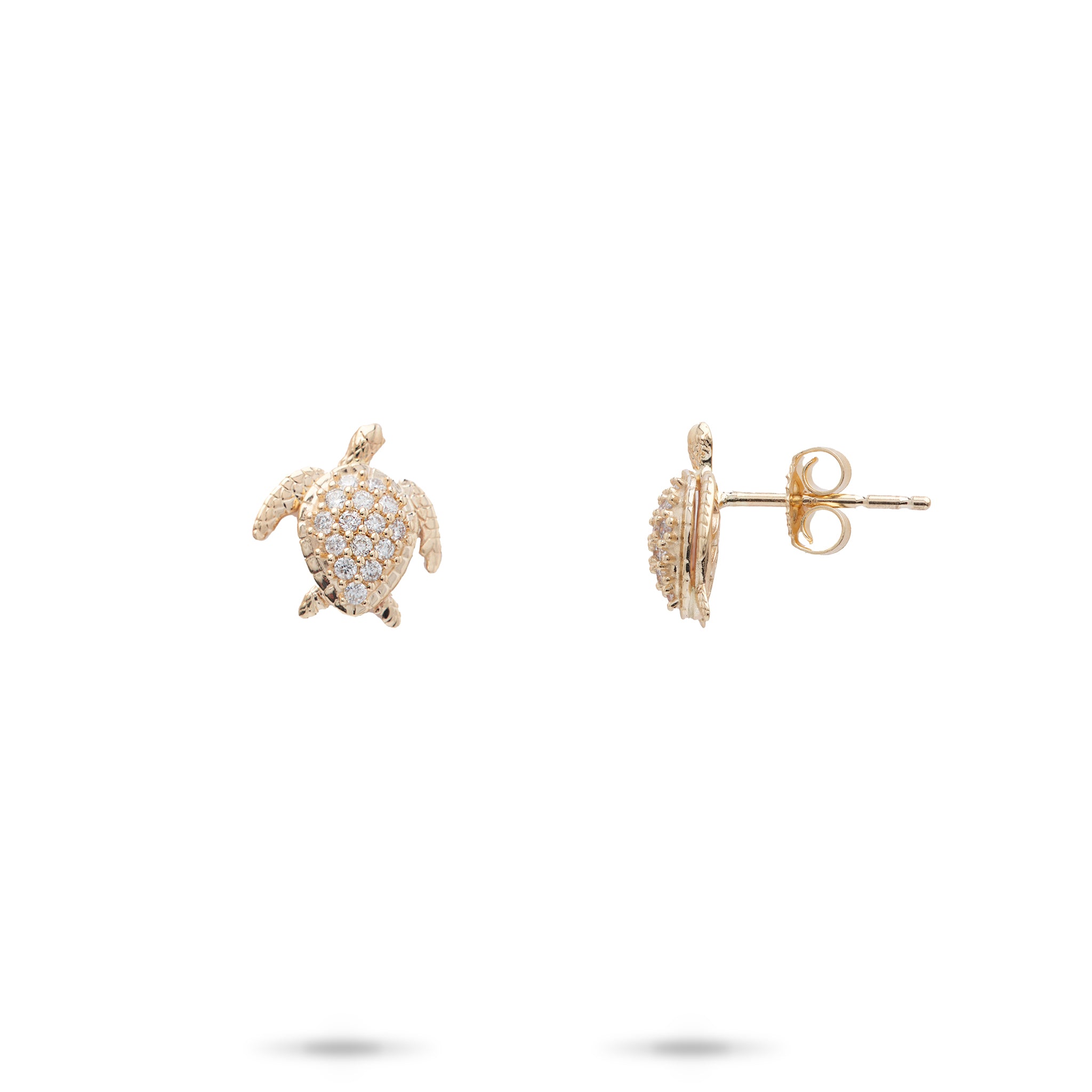 Honu Earrings in Gold with Diamonds - 10mm