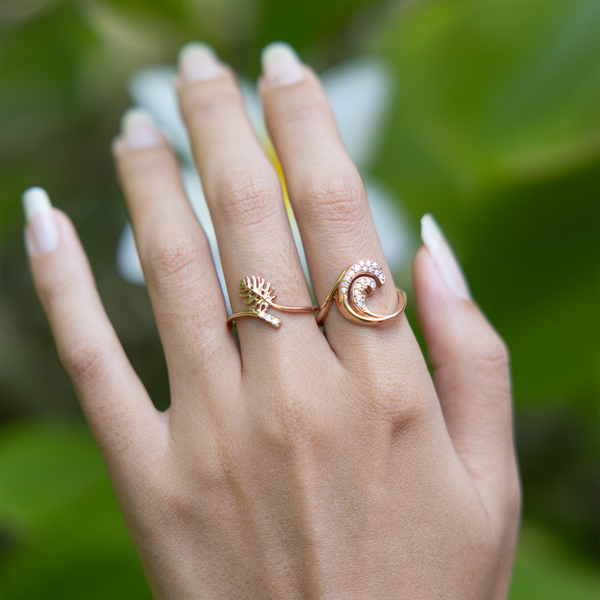 Nalu Ring in Rose Gold with Diamonds - 15mm