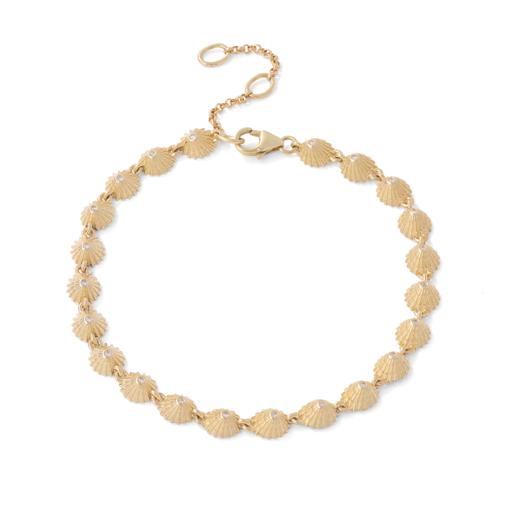 7-8.5" Adjustable ʻOpihi Bracelet in Gold with Diamonds