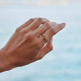 Plumeria-Ring aus zweifarbigem Gold mit Diamanten – 10 mm