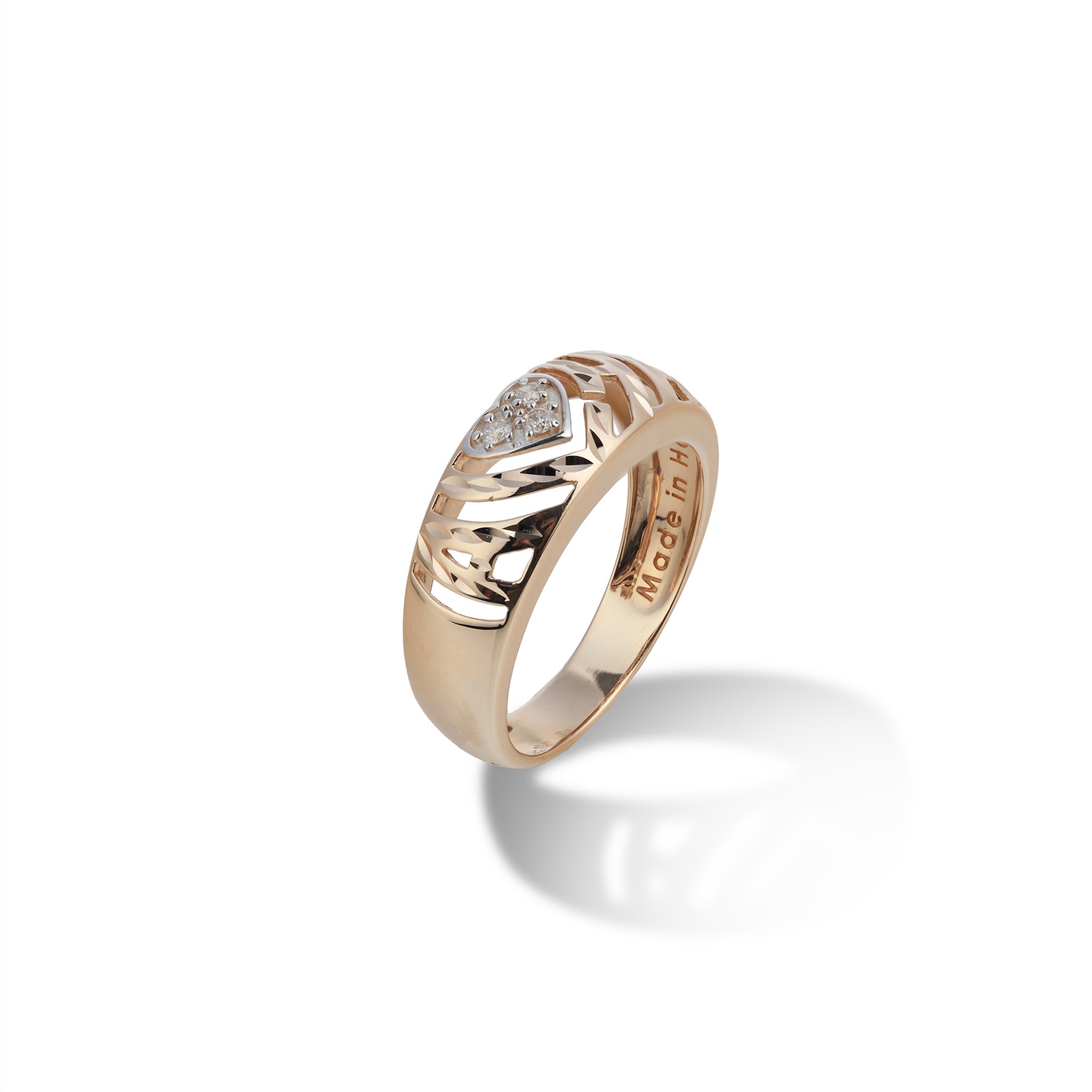 Aloha-Herzring aus Gold mit Diamanten – 8 mm
