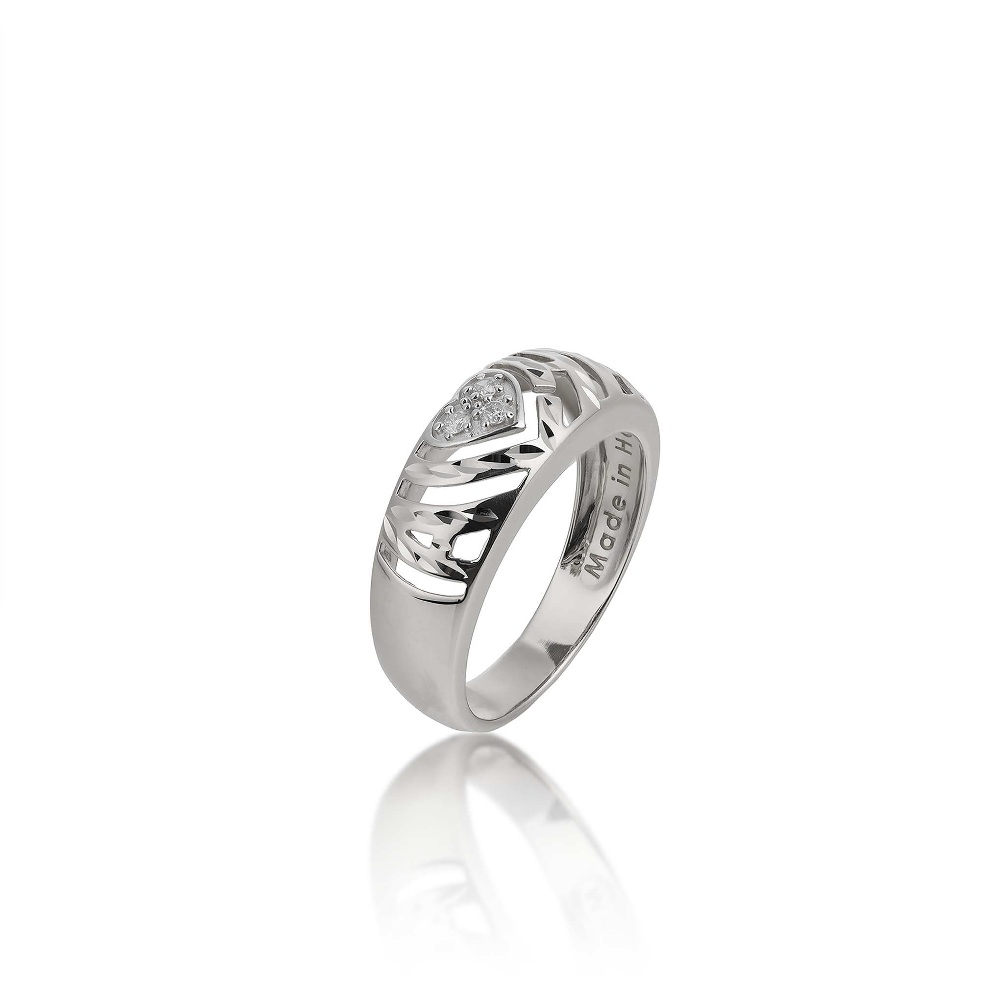Aloha Heart Ring in White Gold with Diamonds - 8mm