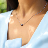 18 " Tahitian Black Pearl Halskette in Sterling Silber