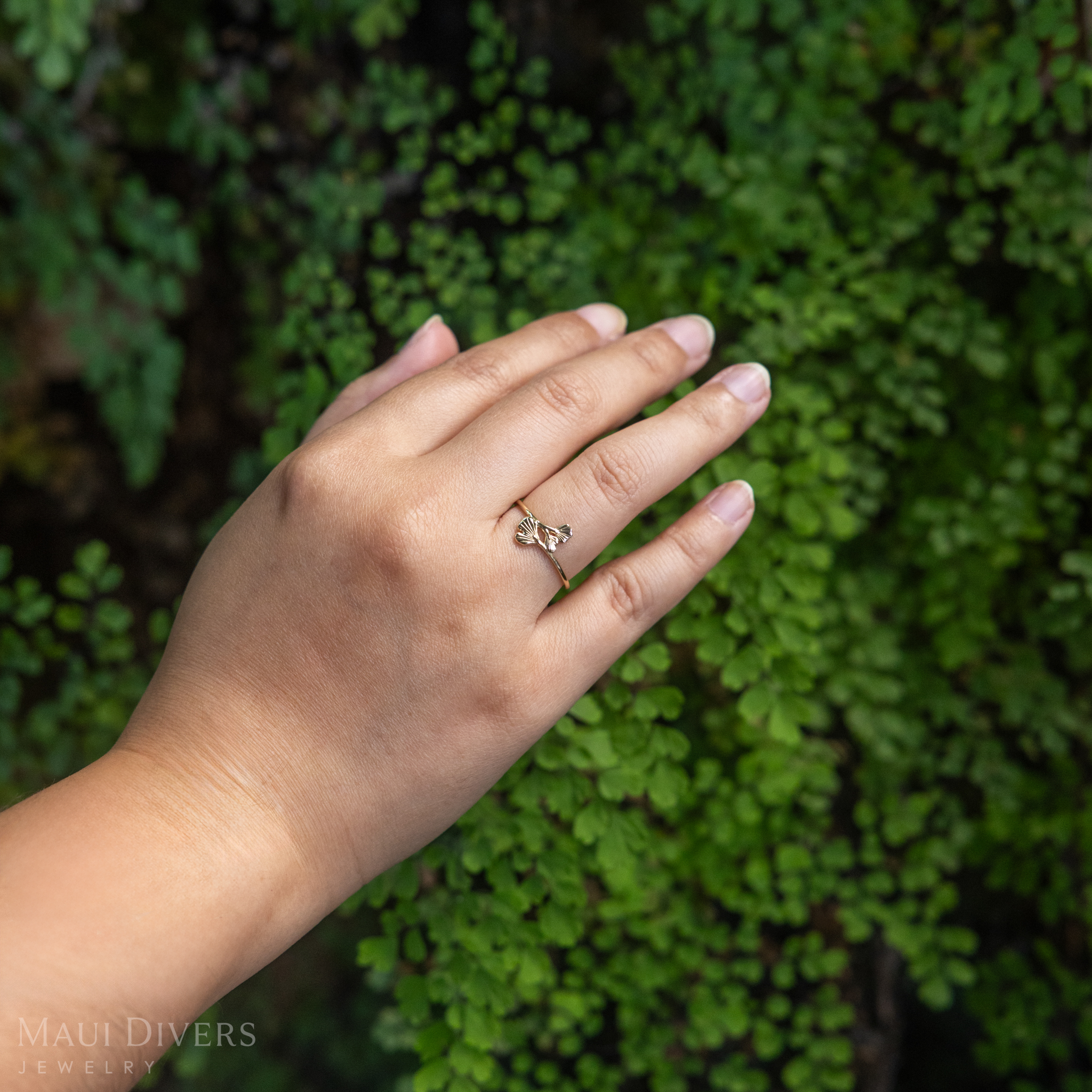 ʻIwaʻiwa (Maiden Hair) Fern Ring in Gold - 10mm
