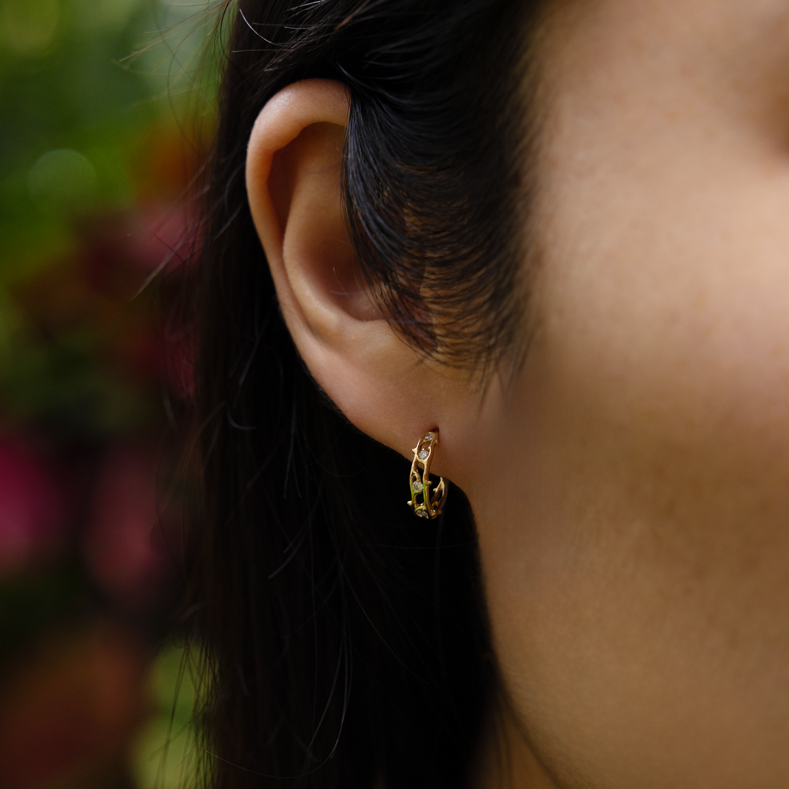 Heritage Earrings in Gold with Diamonds - 13mm