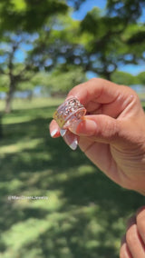 Video of a woman's hand with a Hawaiian Heirloom Plumeria Ring in Rose Gold with Diamonds - 10mm - Maui Divers Jewelry