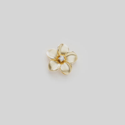 Video of the 13mm Plumeria Pendant in Gold with Diamond turning on a white background