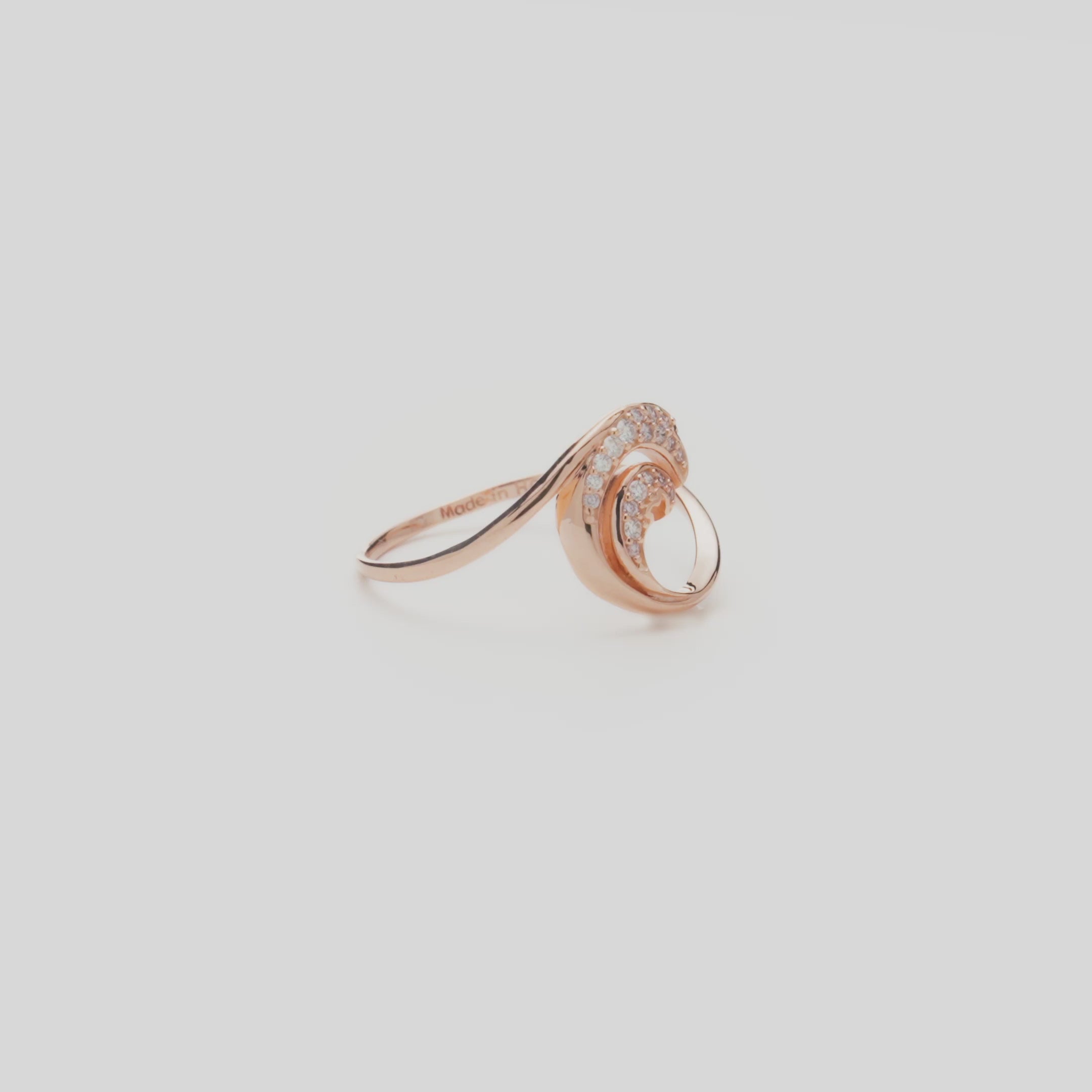 Nalu (Wave) Ring in Rose Gold with Diamonds - 12mm