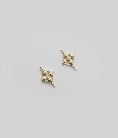 Video showcasing the Hawaiian Quilted Star Stud Earrings in Gold with Diamonds