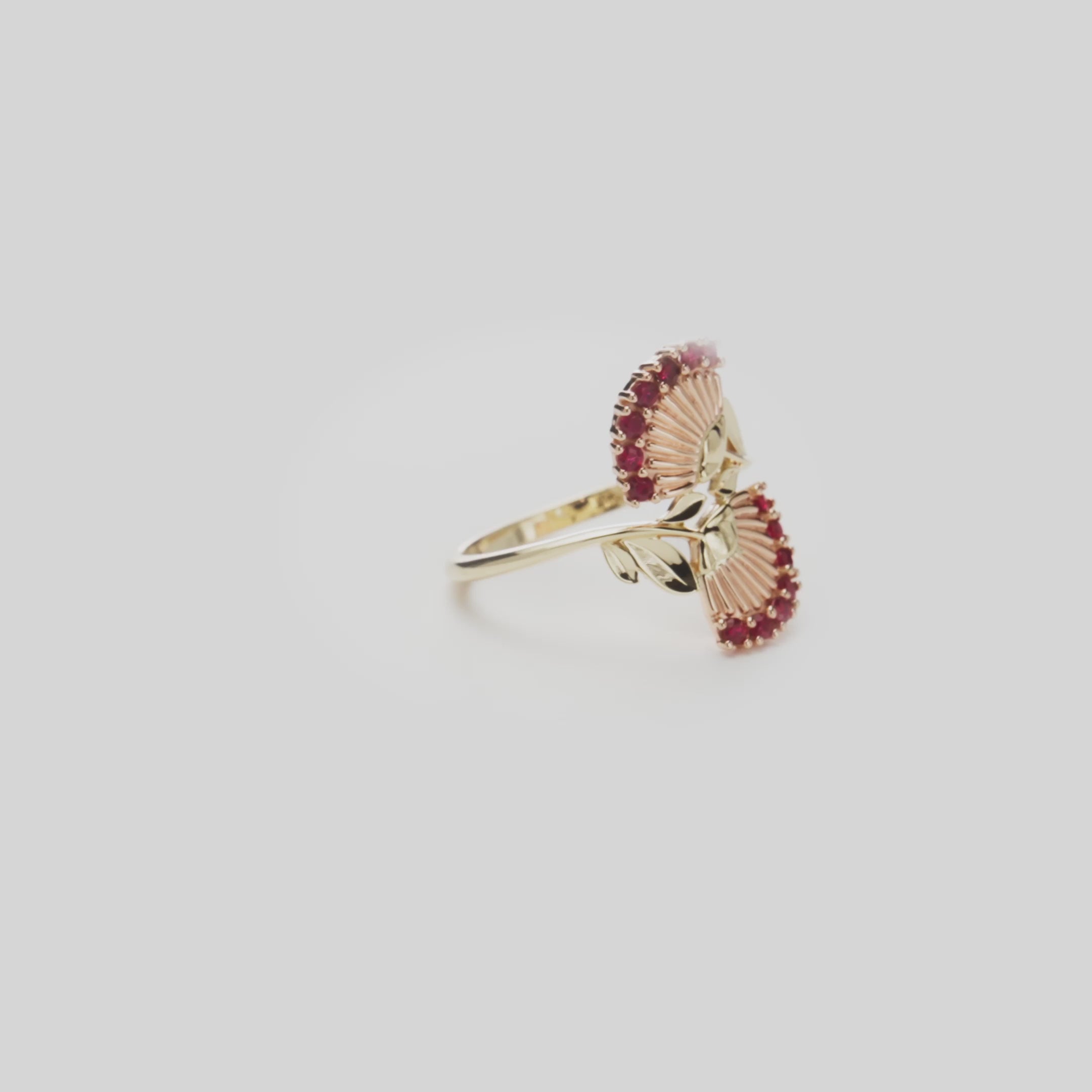 ʻŌhiʻa Lehua Ruby Ring in Two Tone Gold - 18mm