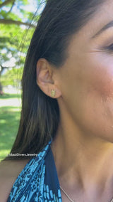 Monstera Earrings in Gold - 9mm