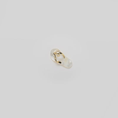 Video showcasing the 20mm White Mother of Pearl Slipper Pendant in 14k Yellow Gold on a turn table