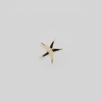 Video showcasing the Starfish Hawaiian Black Coral Pendant in 14k Yellow Gold with Diamonds on a turn table