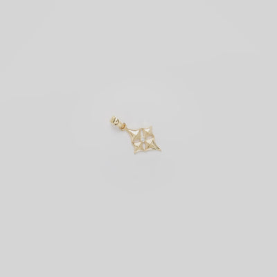 Video showcasing the 15mm Hawaiian Quilted Star Pendant in 14k Yellow Gold with Diamond on a white background