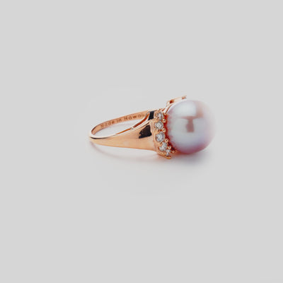 Video showcasing the Freshwater Lilac Pearl Ring in 14k Rose Gold with Diamonds 
