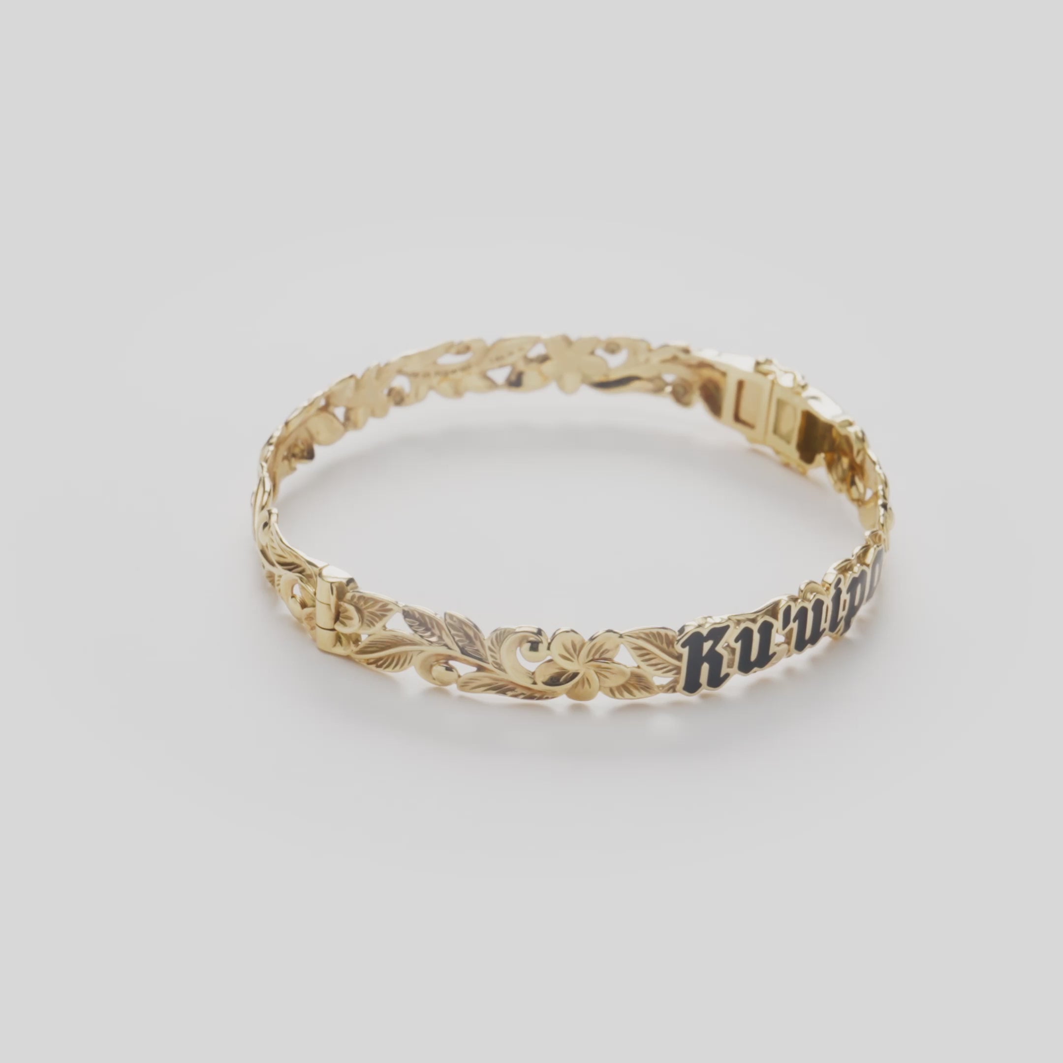 Hawaiian Heirloom Kuuipo (Sweetheart) Enamel Hinge Bracelet Gold - 8mm