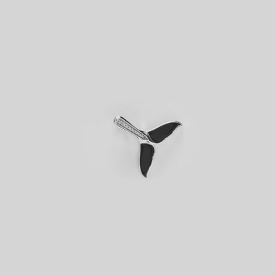 Video showcasing Whale Tail Black Coral Pendant in 14k White Gold with Diamonds