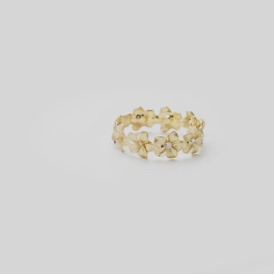 Video showcasing the 6mm Plumeria Eternity Ring in 14k Yellow Gold with Diamonds