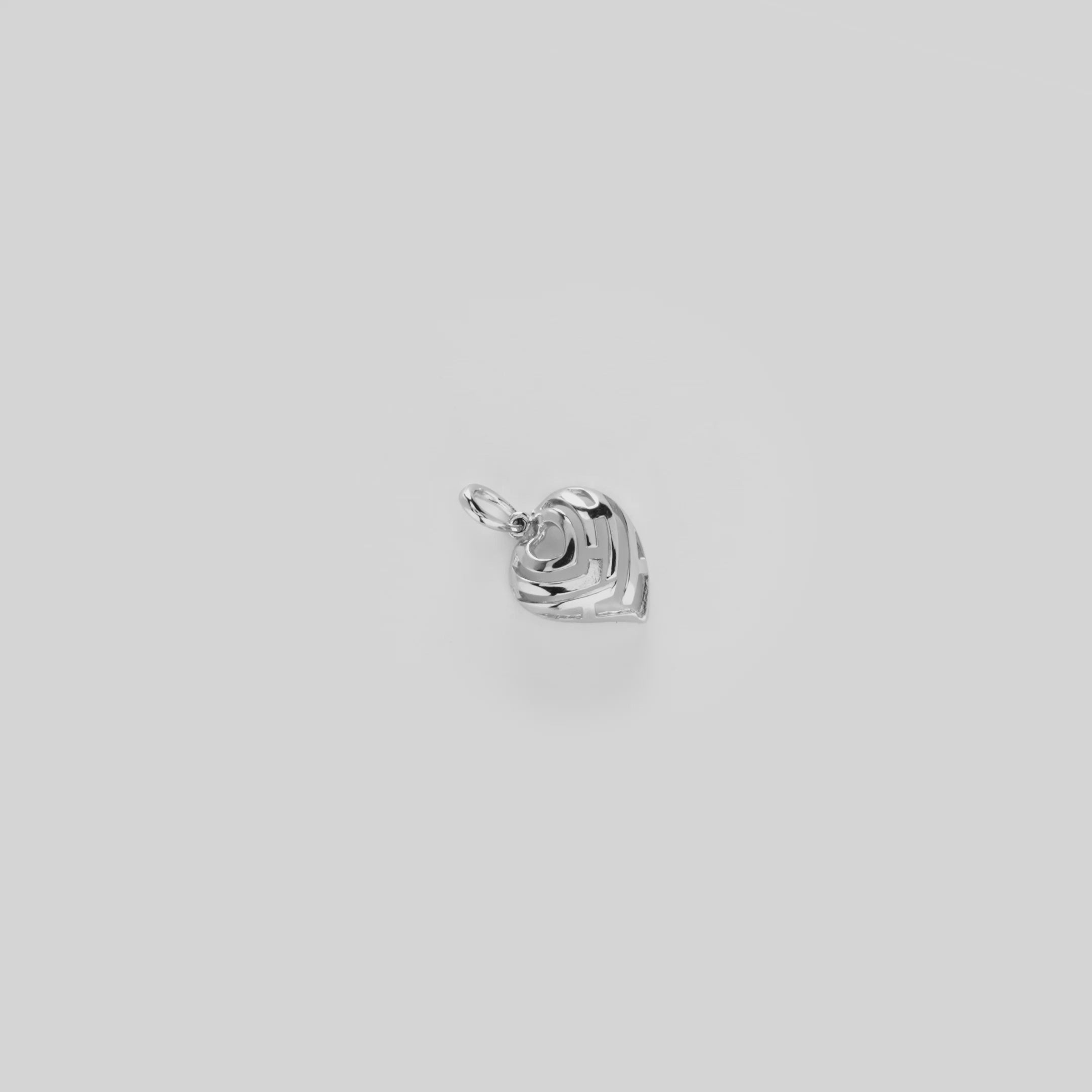 Video showcasing the 12mm Aloha Heart Charm/Pendant in Sterling Silver