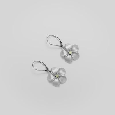 Video showcasing the Plumeria Peridot Leverback Earrings in Sterling Silver