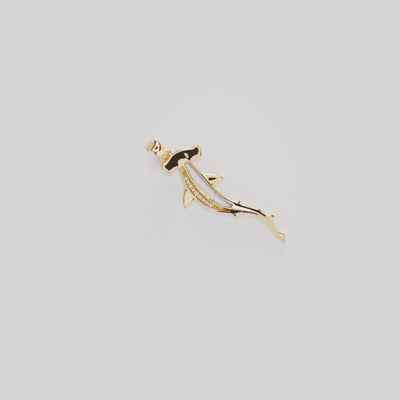 Video showcasing the Hammerhead Shark Mother of Pearl Pendant in 14k Yellow Gold with Diamonds