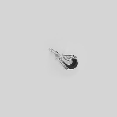 Video showcasing the Fish Hook Black Coral Pendant in 14k White Gold with Diamonds 