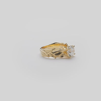 Video showcasing the 7mm Maile Lab Grown Diamond Engagement Ring in 14k Yellow Gold